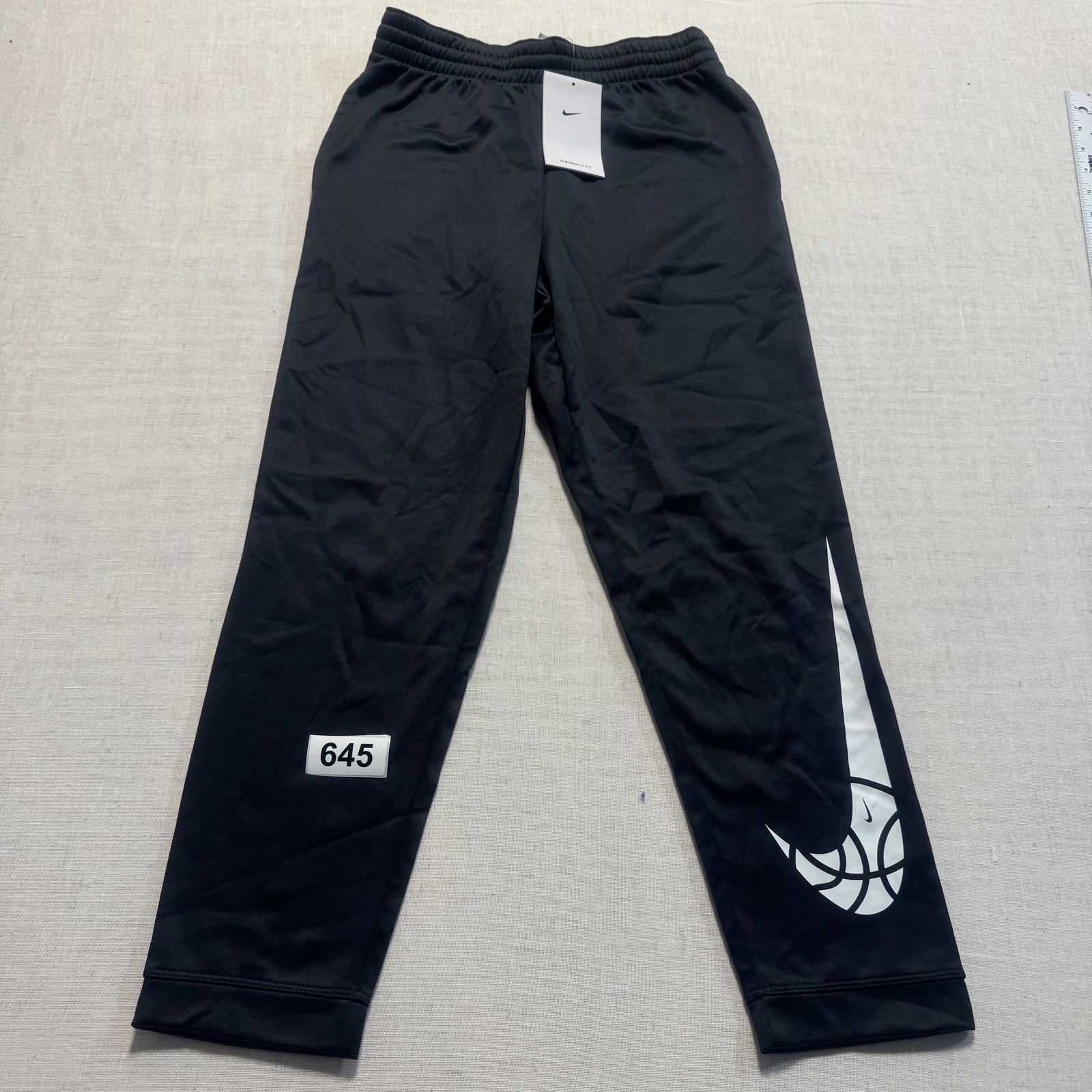 Nike Therma-Fit Basketball Pants Boys Tapered Joggers Blaack Sz M Brand New